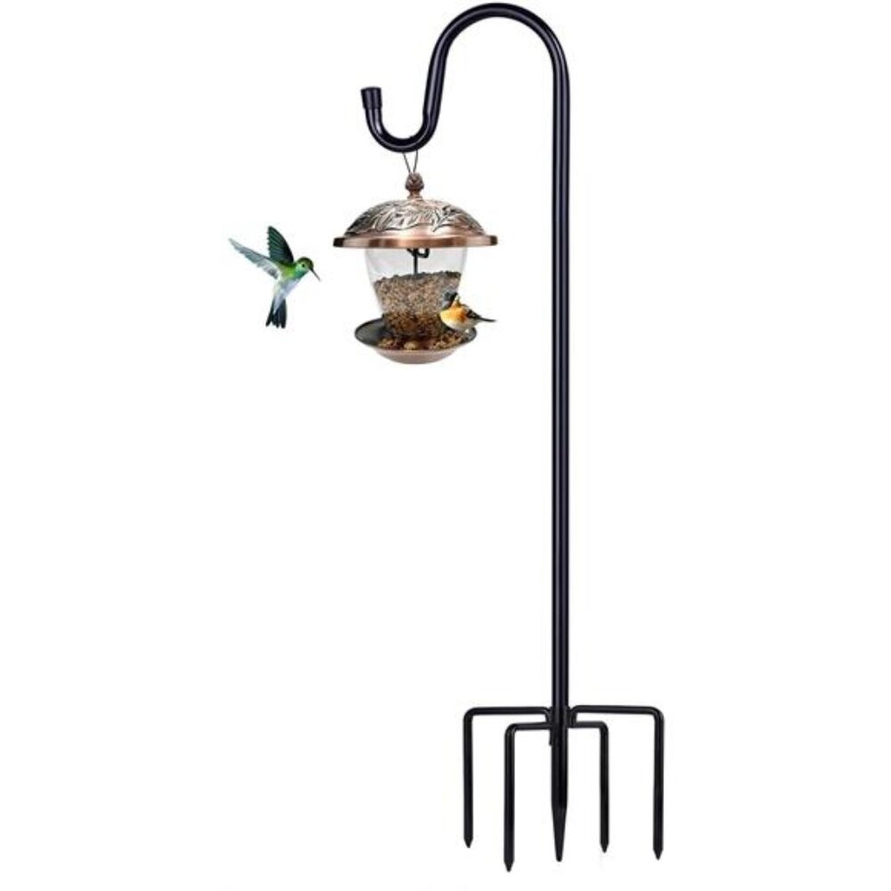 Shepherd Hooks for Outdoor, 1 Pack 62 Inch Bird Feeder Pole with 5 Prongs Base